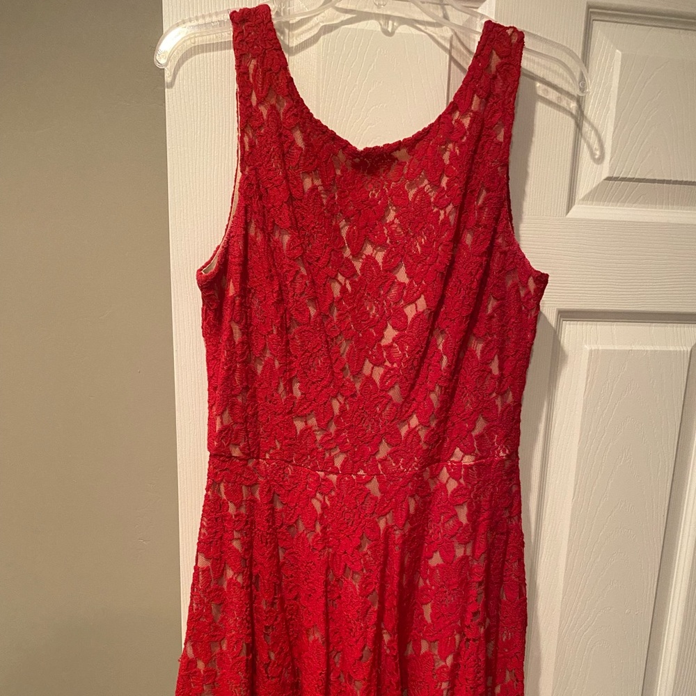 Speechless Red Floral Lace Skater Dress